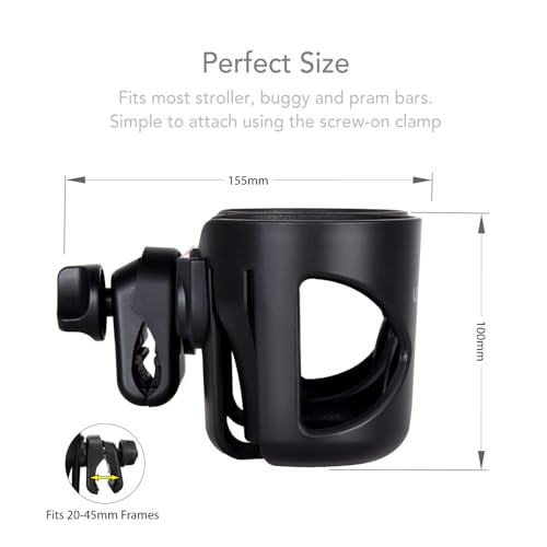 LittleLife Double Buggy And Pushchair Universal Cup Holder Adjustable Bottle Organiser for Stroller Drink and Coffee Cup Holder - Image 2