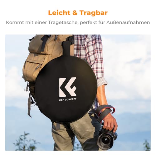 K&F CONCEPT 5 in1 Fotografie Licht Reflector 100x150cm Oval Diffusor Fotografie Faltreflektor für Portrait Foto Selfie Hochzeitsfotografie Außenbeleuchtung mit Tragetasche