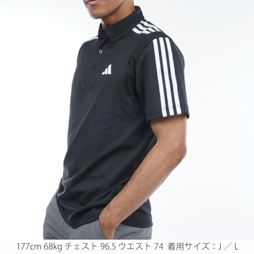 [アディダスゴルフ] ゴルフポロシャツ HEAT.RDYスリーストライプス 半袖ストレッチシャツ メンズ ブラック 2枚目