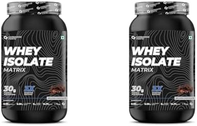 Carbamide Forte Whey Protein Isolate Matrix Protein Powder | 30g Protein per serving with 3X digestive Enzymes | 6.85g BCAA | 14.17g EAA | 0g added sugar | Belgian Chocolate Flavour - 1Kg (Pack of 2)