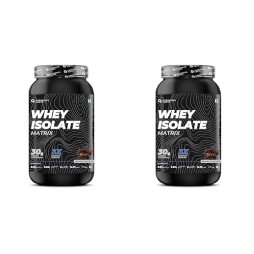 Carbamide Forte Whey Protein Isolate Matrix Protein Powder | 30g Protein per serving with 3X digestive Enzymes | 6.85g BCAA | 14.17g EAA | 0g added sugar | Belgian Chocolate Flavour - 1Kg (Pack of 2)