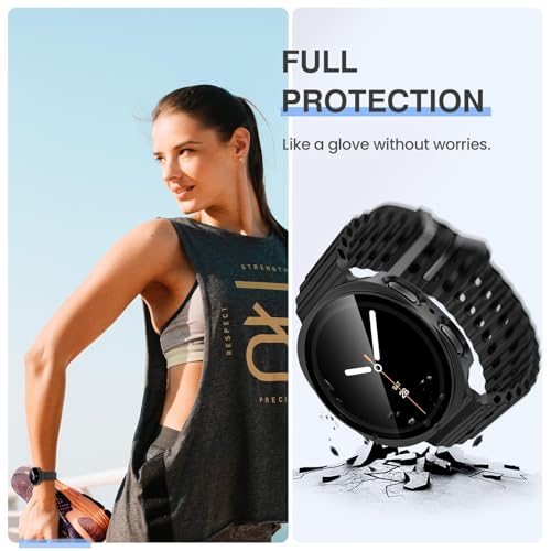 Image of VEMIGON Hard PC Case Compatible with Samsung Galaxy Watch 8 2025 Screen Protector Case 40mm, High Sensitive Protective Face Cover with Bumper Built-in Tempered Glass Film - (40mm Black)