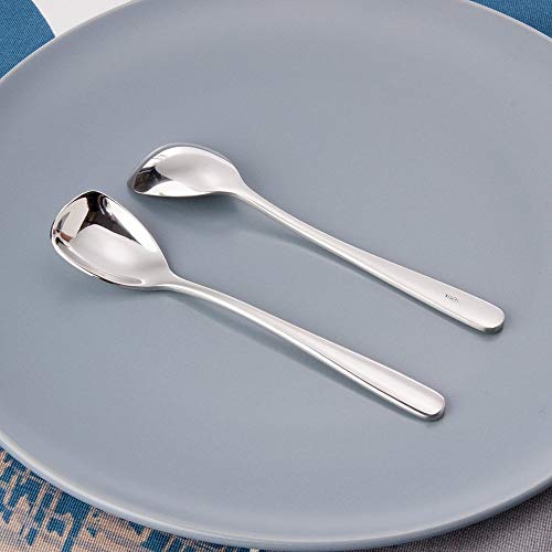 Foxas Set Of 6 Ice Cream Spoons, Dessert Spoons, 6-Inch Elegant Gelato Spoons, Small Iced Coffee Tea Spoons, Shovel Cake Spoons, 18/8 Stainless Steel, Bon Appétit Series #TOP4