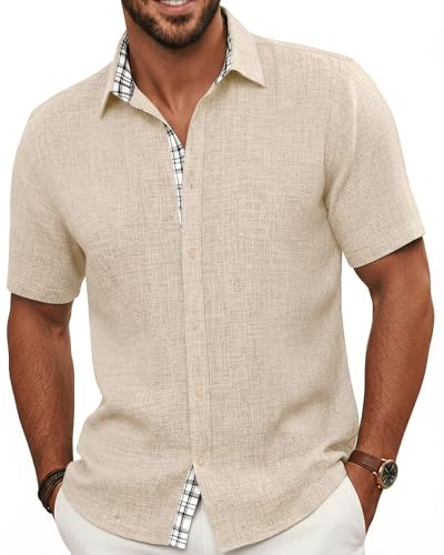 Men Button Up Down Shirt Collared Chemise Beach Vacation