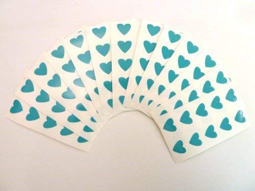 130 etiquetas, 13x12mm corazones, turquesa, código de color PEGATINAS, autoadhesivo Adhesivo de Color Corazones