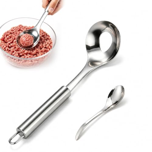 2 Pack Stainless Steel Meatball Maker Spoon, Meatball Scoop Tool (Sliver*1)