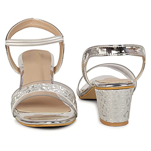 Image of Smart & Sleek Transparent Block Heels Sandals for Women & Girls-AB55