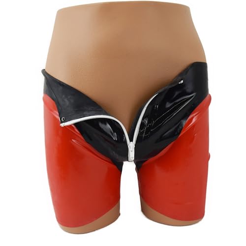 Tanga de látex sensual negro y rojo talla S extra caliente de mujer 4