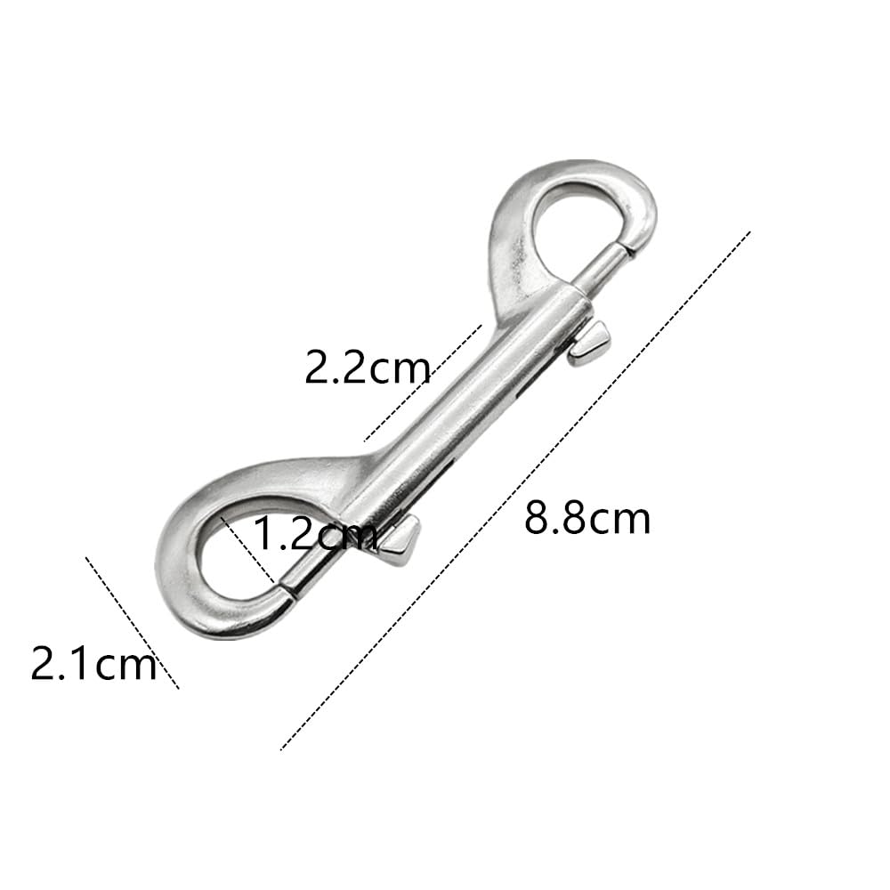 Lot de 8 mousquetons à double extrémité, double mousqueton en acier inoxydable, double mousqueton, mousqueton en acier inoxydable, pour laisses pour chiens, camping familial en plein air, porte-clés
