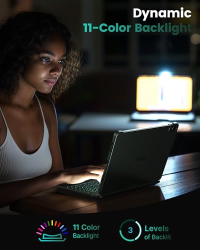 Image of typecase Flexbook Trackpad-Free Keyboard Case for iPad A16 11th /10th Gen | 360 Rotating, 11-Color Backlit Keys, Pencil Holder; Fits iPad A16 11″ (2025) & 10th Gen 10.9″ (2022), Midnight Green