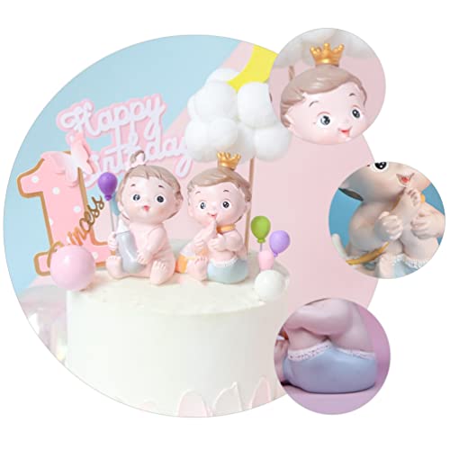 Doitool Baby Cake Topper Baby Doll Cake Decor Baby Doll Bottles Unique Cake Figurine Decor Sweet Baby Interesting Birthday Cake Decoration #TOP4