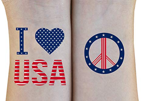 Terra Tattoos Fourth Of July Temporary Tattoo Set, 75 Red White Blue & Metallic Designs For Labor Day Memorial Day Independence Day Usa Party, American Flag Stars Peace Love & More 4Th Of July #TOP4