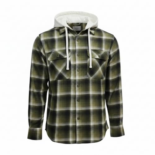 Chemise à capuche en flanelle de coton pour homme motif à carreaux Radwa