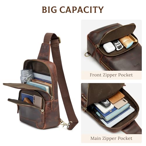 S-ZONE Genuine Crazy Horse Leather Bag