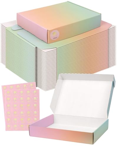 Small Colored Shipping Boxes, 11x8x2 Inch Cute Packaging Box for Gift, Pack of 45