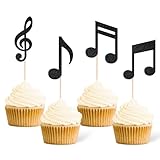 Gexolenu 36 Pcs Musical Notes Cupcake Toppers Black Glitter Music Symbol Cupcake Picks for Rock Music Concert Theme Party Decorations Baby Shower Wedding Birthday Cake Decor Supply
