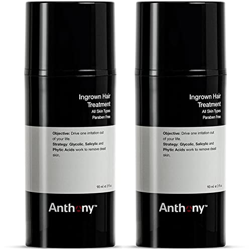 Anthony Ingrown Hair Treatment for Men (Pack of 2) – Gel Solution to Calm Down Razor Burn – Scar and Redness Eliminator, Bump Removal – 3 Fl. Oz