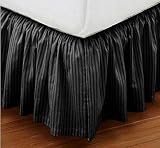 Bedding Empire 20" Drop Stripe 1 Piece Dust Ruffle Bed Skirt 100% Egyptian Cotton 500 TC Black Queen