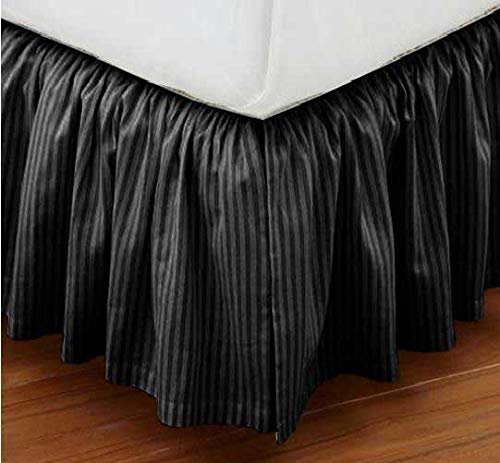 Bedding Empire 20" Drop Stripe 1 Piece Dust Ruffle Bed Skirt 100% Egyptian Cotton 500 Tc Black Queen Size #TOP6