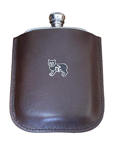 Manx Cat English Pewter 4 Oz Traditional Hip Flask in Brown 