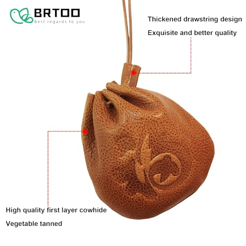 Genuine Leather Coin Change Purse Pouch for Men Women Coin Holder for Car Small Vintage Drawstring Pouch Bag for Rosary Key Dice D&D Jewelry Storage Medieval Accessories(Yellowish brown)2
