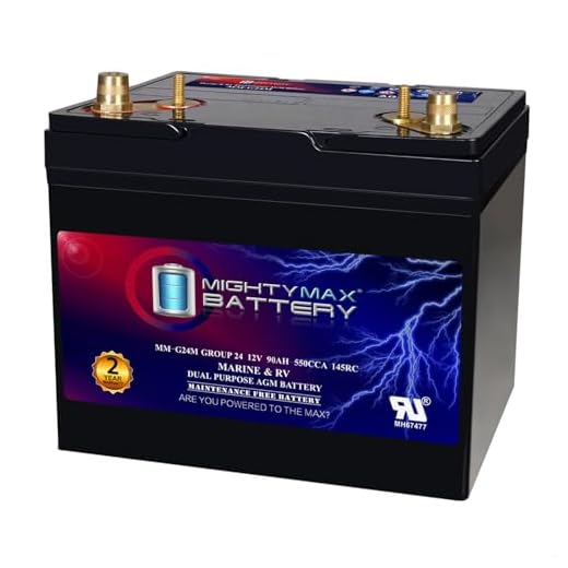 Mighty Max Battery MM-G24M, 12V 90Ah, Group Size 24M Deep-Cycle Marine AGM, Dual-Purpose Starting & Deep Discharge, 550 CCA, 700 MCA, 145 RC, Spill-Proof Maintenance-Free Battery