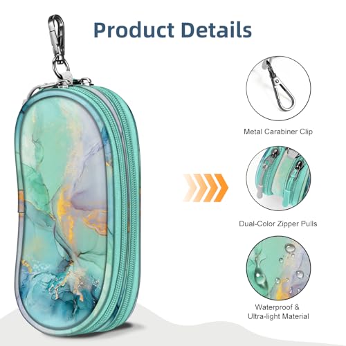 Image of FINTIE Double Sunglasses Case, Soft Portable Eyeglasses Pouch with Carabiner Clip, Dual Zipper Compartments for Men Women