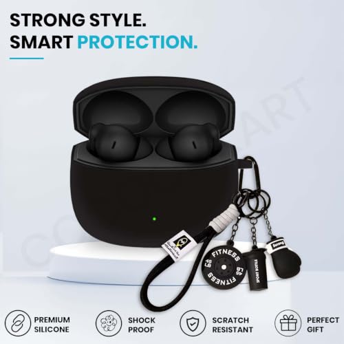 Image of Soft Silicone Case Cover for OnePlus Nord Buds 4 Pro with Gym Boxing Keychain (Black)