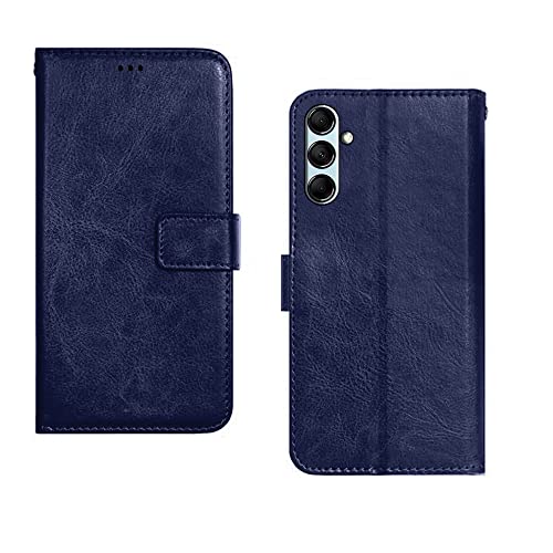 Image of Pinaaki Enterprises Samsung Galaxy M14 5G Flip Case | Premium Leather Finish Flip Cover | with Card Pockets | Wallet Stand |Complete Protection Flip Cover for Samsung Galaxy M14 5G - Blue