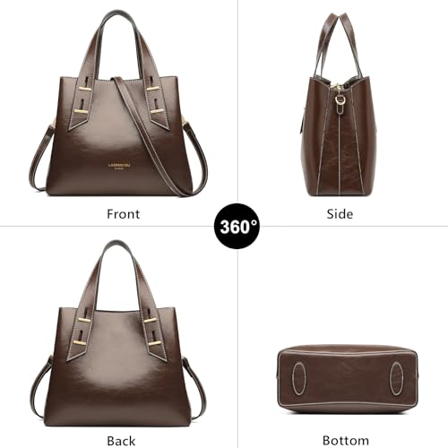 Image of LAORENTOU Women Crossbody Handbags Genuine Leather Satchel Handbags for Women Top-handle Shoulder Tote Purses