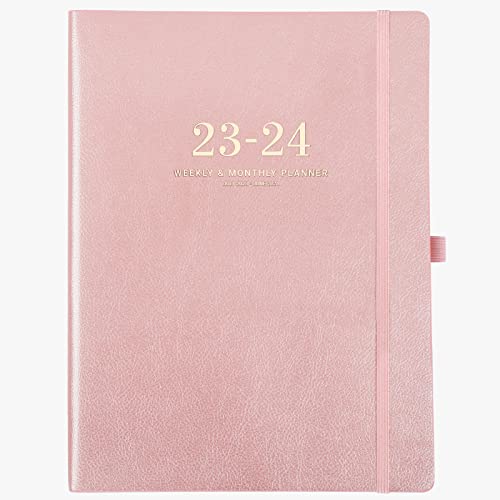 2023-2024 Planner - Academic Weekly Monthly Planner 2023-2024, July 2023 - June 2024, 8.5" X 11", Leather Cover With Thick Paper, Back Pocket With Notes Pages - Rose Gold #TOP6