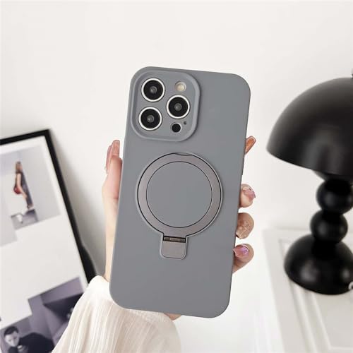 Coque silicone liquide iPhone 12 antichoc magnétique étui protection gris avec bague
