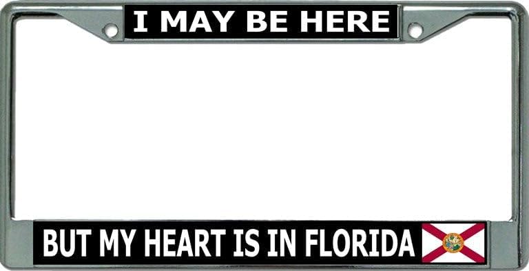 My Heart is in Florida Chrome License Plate Frame