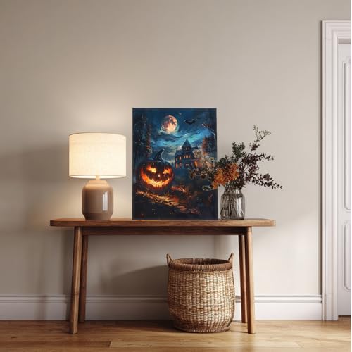 Impression Toile Halloween Citrouille Décoration Murale Gothique