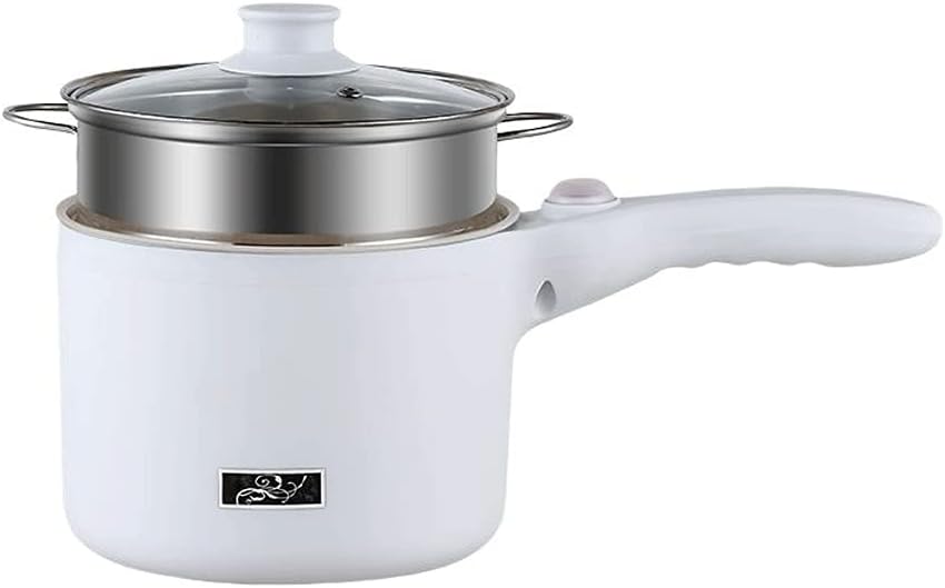 Electric Hot Pot, 1.5 L Nonstick Wok Stir Frying Pan with Stainless Steel Food Steamer Power Adjustment Skillet Saucepan for Stir Fry, Steak, Egg, Fried Rice, Oatmeal, Soup (Stainless Steel)