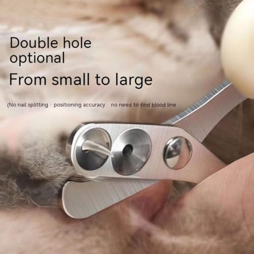 Image of Cat Nail Cutter Stainless Steel Pet Nail Clipper with Non-Slip PP Handle Safe & Cute Grooming Tool for Cats Kittens & Small Pets with Two Holes