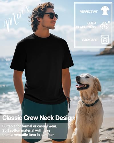 Ficerd Men's Big and Tall Shirt Short Sleeve Summer Cotton Tee Crew Neck Oversize Top Casual Loose Fit Knitted T Shirt M-7XL2