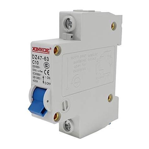 VictorsHome Miniature Circuit Breaker Low-Voltage DZ47-63 1 Pole 10A 230V 400V DIN Rail Mount C10 Cover