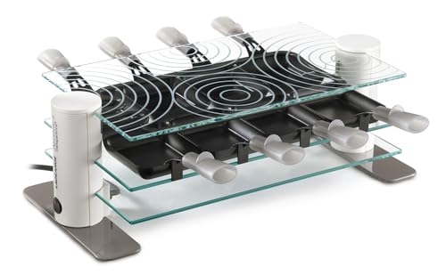 LAGRANGE, Appareil à raclette 8 personnes, 1000 W, Plateaux verre, Repose poêlons intégré, Design épuré, Bouton marche/arrêt, 009804