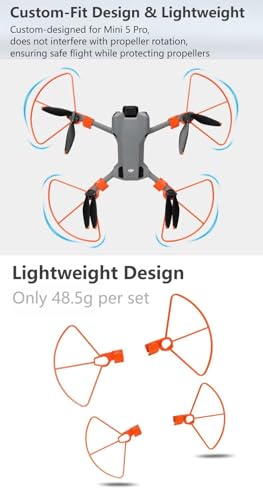 Superlight Quick Release Propeller Guard with Landing Support Frame for DJI Mini 5 Pro - Removable Blade Collision Avoidance Protective Cover (Gray with Landing Support Frame)