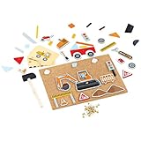 Utilisez le marteau inclus pour appuyer sur les formes de construction sur le panneau de liège avec les épingles brillantes.