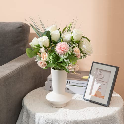 Weidilidu White Ceramic Vase Nordic Minimalist Style Decor For Countertop Center Dresser Kitchen Living Room Home Decor White Matte Abstract Vase (White 666) #TOP1