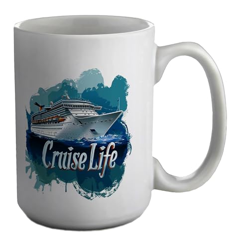 Shopagift Cruise Life Holiday Mug Travel Sea Ocean Ship Liner White 15oz Large Ceramic Cup