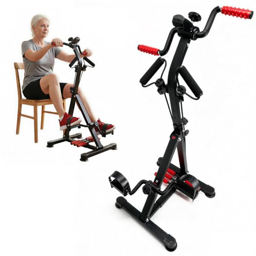 Image of 3-in-1 Pedal Exerciser with Resistance Bands, Under Desk Bike for Seniors Arm & Leg Workout, Adjustable Tension Floor Cycle with Massage Rollers, Seated Mobility Equipment