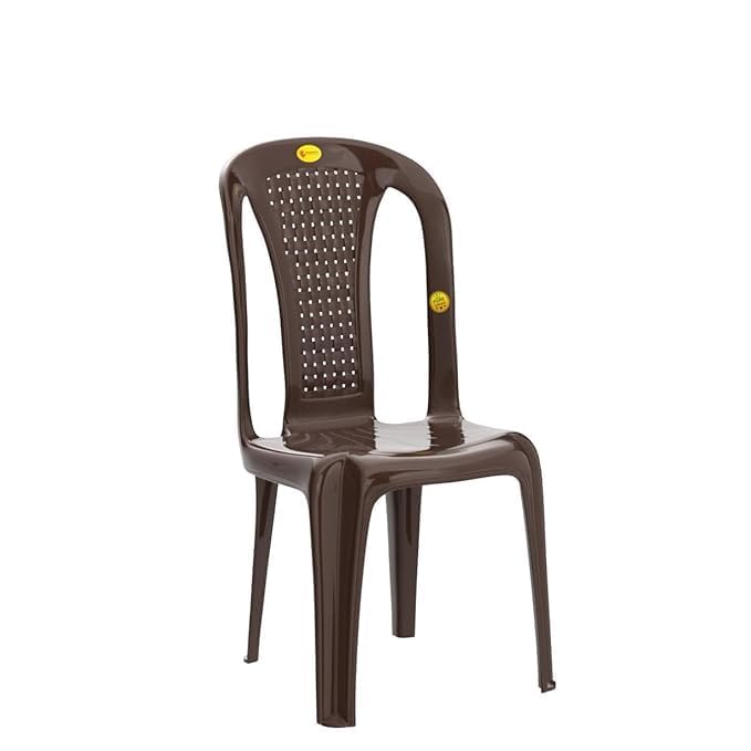 Image of Plastic Moulded Chair, Stackable, Waterproof, Single Moulded Piece, Without Arms and Cushion, Brown