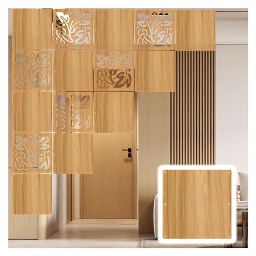 Cloison de séparation Suspendue en Bois imperméable – Écran de confidentialité DIY (29 x 29 cm) for Une décoration intérieure élégante(Natural B,9Pcs)