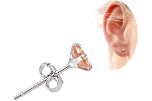 Sparkling Radiance: 5MM Champagne Cubic Zirconia Stud Earrings