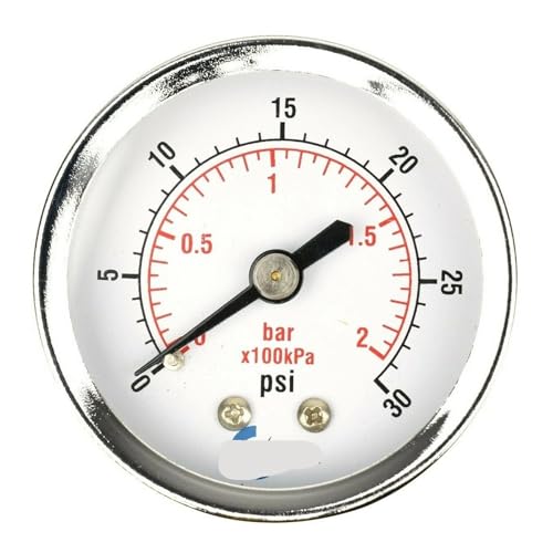 Manomètre 30 PSI pour compresseur d'air et pompe à eau avec boîtier acier chromé 1/4 NPT