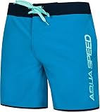 Aqua Speed Men Board Shorts Blue | Blaue Badehose für Herren | Schwimmhose Männer | Swimwear Surfing | Badeshorts mit Taschen | Swim Trunks | Beachvolleyball | Baden | Gr. L, Blau | Evan