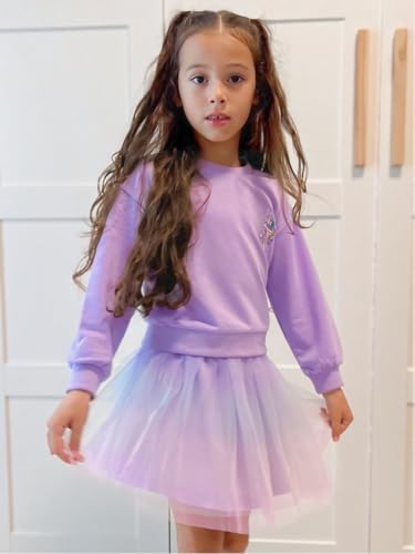 Image of Arshiner Toddler Girl Clothes Long Sleeve Pullover Sweatshirt and Tutu Skirt 2 Piece Outfits Kids Clothing Set Party Dress